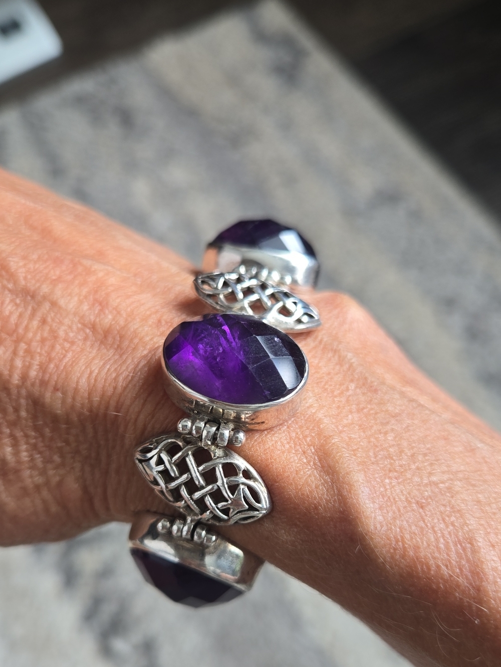 Vintage Sterling Silver Amethyst Bracelet